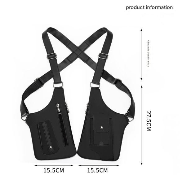 Black Urban Tactical Anti Theft Shoulder Holster Bag Secure Multi Pocket Chest Rig For Men Bags