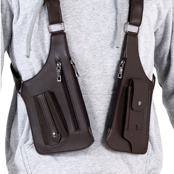 Brown Urban Tactical Anti Theft Shoulder Holster Bag Secure Multi Pocket Chest Rig For Men Bags