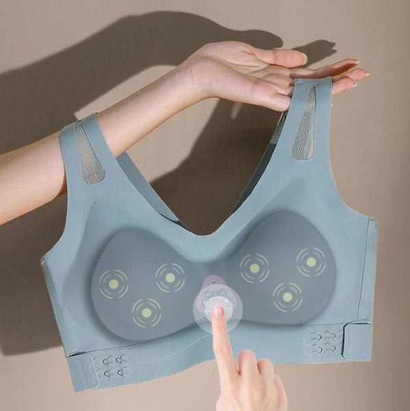 Size Xxl Blue Wireless Electric Breast Massager Bra 5 Modes Vibration 3 Heat Levels For Lifting Comfort & Wellness Massagers