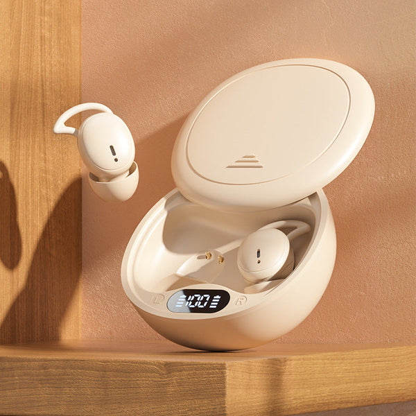 Beige Ultra Comfort Wireless Sleep Bluetooth 5.4 Hi Res Audio Noise Isolating 60H Playtime For Side Sleepers Earbuds