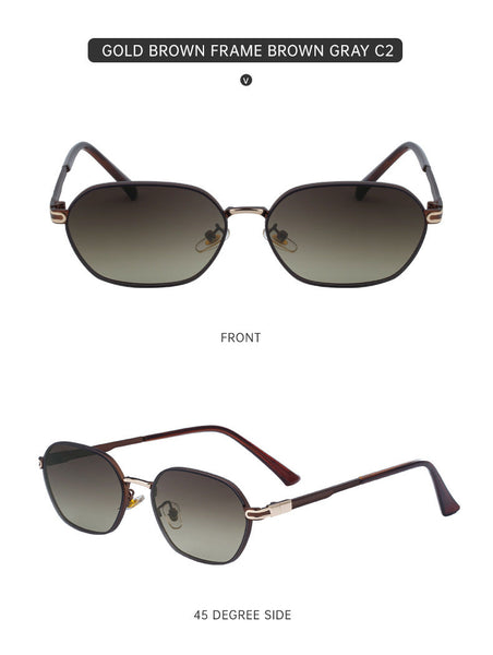 Dark Green Gradient Lenses Chic Oval For Women Uv400 Protection Lightweight Metal Frame Comfortable Design Sunglasses