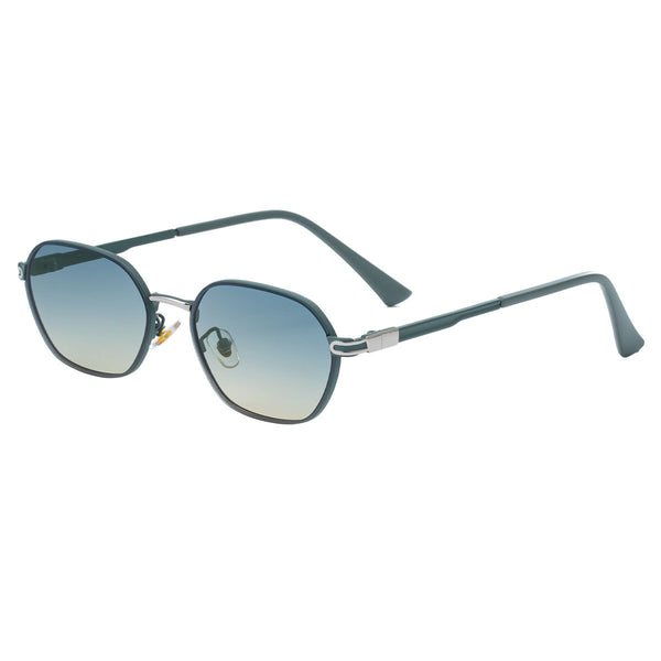 Green Gradient Lenses Chic Oval For Women Uv400 Protection Lightweight Metal Frame Comfortable Design Sunglasses