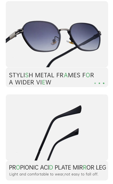 Green Gradient Lenses Chic Oval For Women Uv400 Protection Lightweight Metal Frame Comfortable Design Sunglasses
