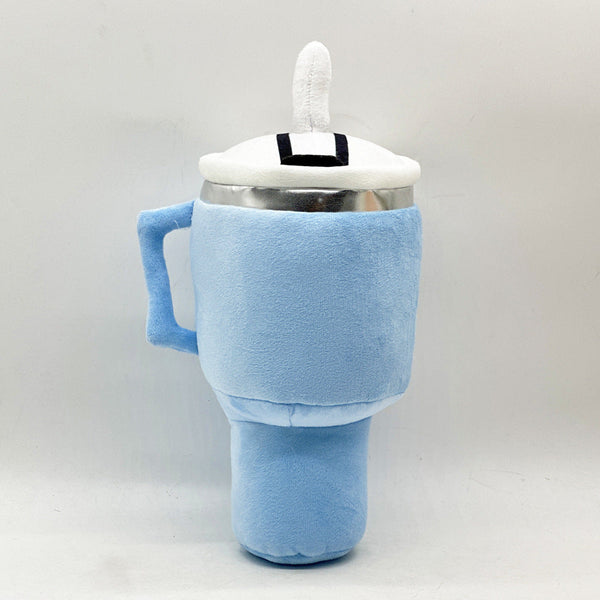 Blue Plush Travel Mug Squeaky Dog Toy Soft Polyester Chew For Boredom Relief & Interactive Fun 31Cm Dog Toys