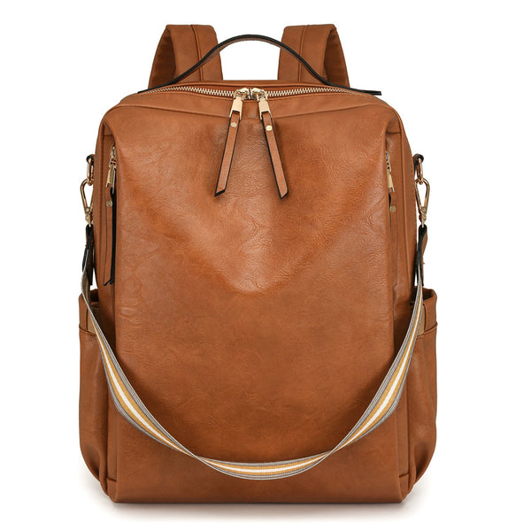 Brown Women's Vintage Pu Leather Anti Theft Backpack Convertible Shoulder Bag & Laptop Rucksack For Travel Daily Use Women Backpacks