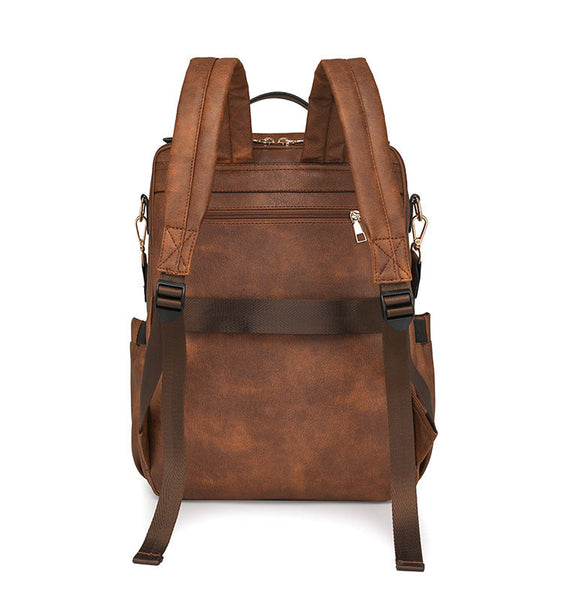 Brown Women's Vintage Pu Leather Anti Theft Backpack Convertible Shoulder Bag & Laptop Rucksack For Travel Daily Use Women Backpacks