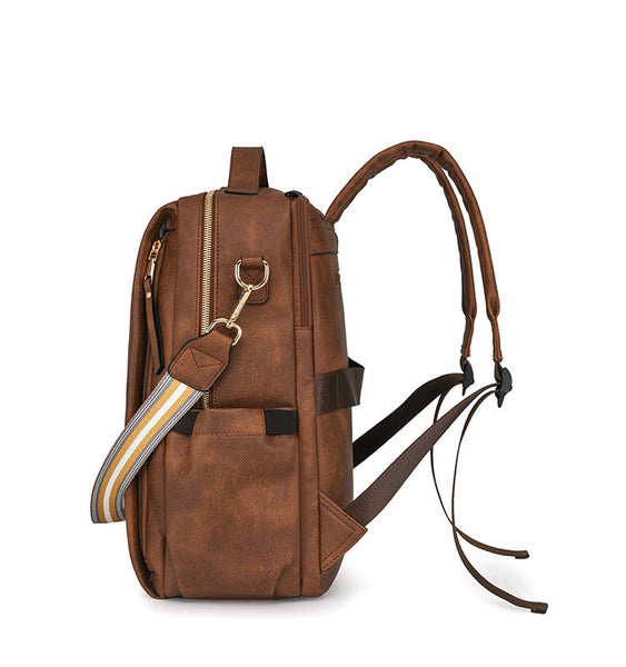 Beige Women's Vintage Pu Leather Anti Theft Backpack Convertible Shoulder Bag & Laptop Rucksack For Travel Daily Use Women Backpacks