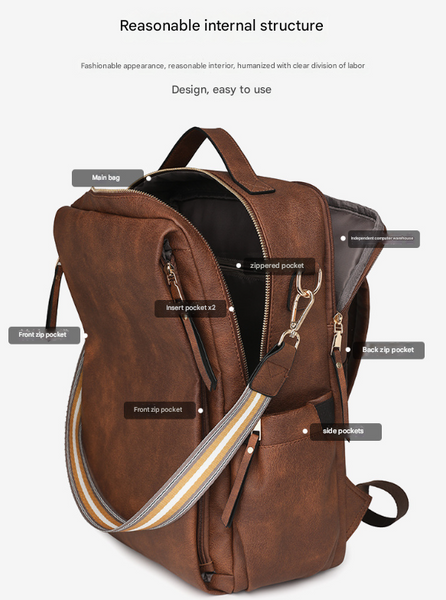 Beige Women's Vintage Pu Leather Anti Theft Backpack Convertible Shoulder Bag & Laptop Rucksack For Travel Daily Use Women Backpacks