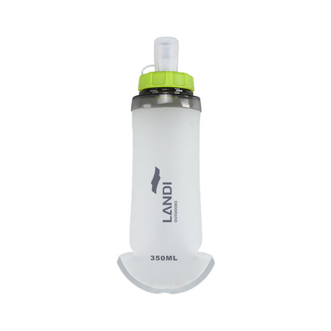 Green And White Ultra Lightweight 350Ml Soft Running Flask Bpa Free Collapsible Tpu Water Bottle For Hiking Cycling & Outdoor Sports Vacuum Flasks & M