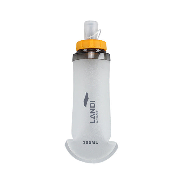 Orange And White Ultra Lightweight 350Ml Soft Running Flask Bpa Free Collapsible Tpu Water Bottle For Hiking Cycling & Outdoor Sports Vacuum Flasks &