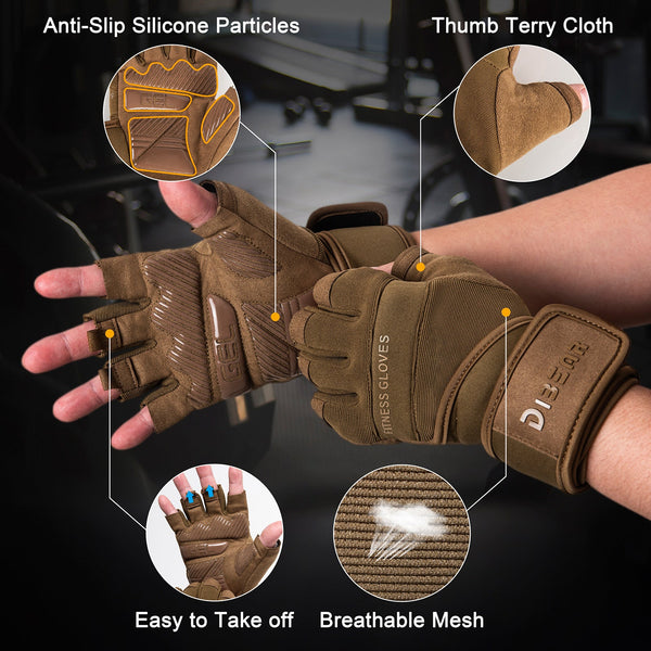 Size Black Heavy Duty Workout Gloves With Wrist Support Anti Slip Gel Padded Gym For Weightlifting Training & Fitness Gloves Straps & Hooks