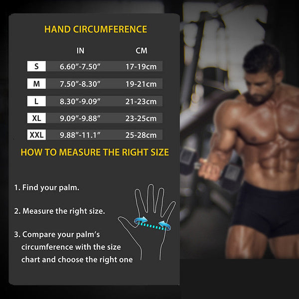 Size L Black Heavy Duty Workout Gloves With Wrist Support Anti Slip Gel Padded Gym For Weightlifting Training & Fitness Gloves Straps & Hooks
