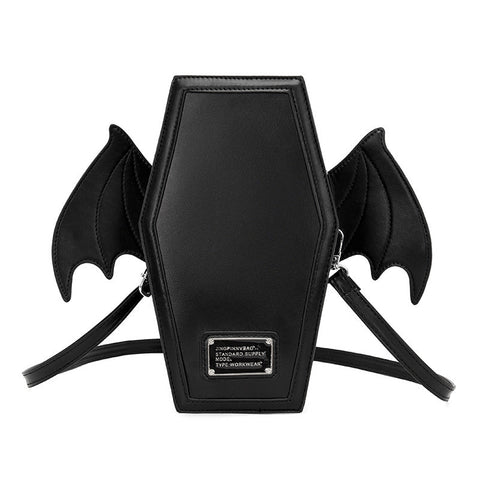 Ablack Gothic Coffin Bat Wing Convertible Crossbody Bag Punk Leather Shoulder Purse & Mini Backpack Women's Bags & Handbags