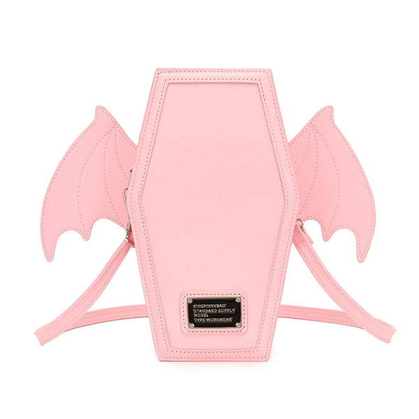 Pink Gothic Coffin Bat Wing Convertible Crossbody Bag Punk Leather Shoulder Purse & Mini Backpack Women's Bags & Handbags