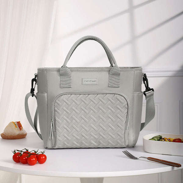 Grey Chic Insulated Lunch Tote Bag 11L Large Capacity Cooler For Work Picnic & Travel Durable Oxford Fabric Lunchboxes & Bags