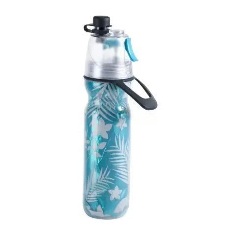 Cyan 500Ml Insulated Sports Water Bottle With Cooling Mist Triple Layer Design Keeps Drinks Cold For Hours Portable Pe Misting Water Bottles & Vacuum