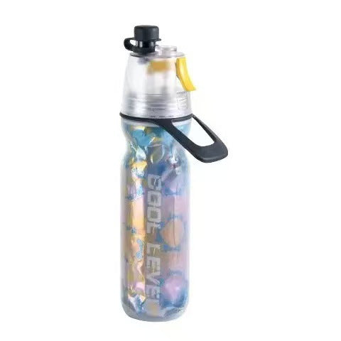Yellow 500Ml Insulated Sports Water Bottle With Cooling Mist Triple Layer Design Keeps Drinks Cold For Hours Portable Pe Misting Water Bottles & Vacuu