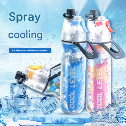 Red 500Ml Insulated Sports Water Bottle With Cooling Mist Triple Layer Design Keeps Drinks Cold For Hours Portable Pe Misting Water Bottles & Vacuum F