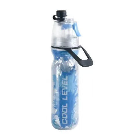 Blue 500Ml Insulated Sports Water Bottle With Cooling Mist Triple Layer Design Keeps Drinks Cold For Hours Portable Pe Misting Water Bottles & Vacuum