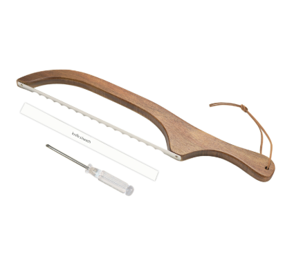 2 Pcs Brown Artisan Wooden Bread Bow Knife Serrated Stainless Steel Slicer For Effortless Crumb Free Cutting Knives