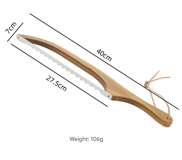 2 Pcs Brown Artisan Wooden Bread Bow Knife Serrated Stainless Steel Slicer For Effortless Crumb Free Cutting Knives