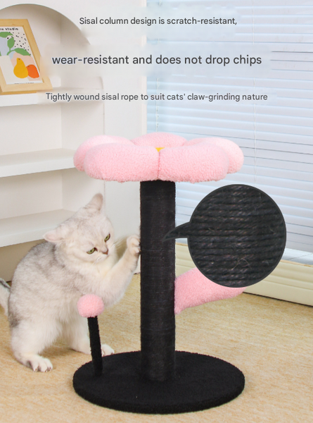Red And Black Adorable Flower Cat Tree Plush Perch Sisal Scratching Post & Spring Ball Toy Furniture & Scratchers