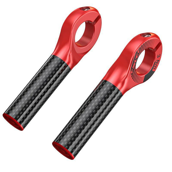 Black And Red Ultralight Carbon Fiber Bicycle Bar Ends Ergonomic Anti Slip Grips For Mtb & Hybrid Bikes (22.2Mm) Handlebar Grips Tape & Pads