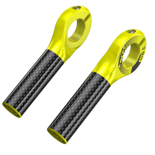 Black And Fluorescent Yellow Ultralight Carbon Fiber Bicycle Bar Ends Ergonomic Anti Slip Grips For Mtb & Hybrid Bikes (22.2Mm) Handlebar Grips Tape &