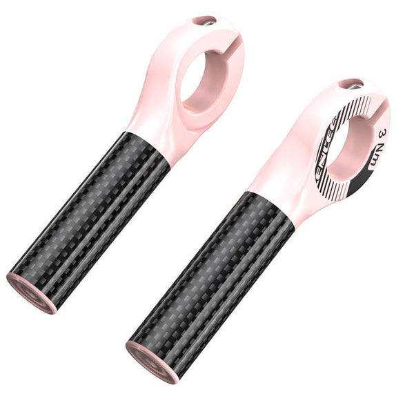Black And Pink Ultralight Carbon Fiber Bicycle Bar Ends Ergonomic Anti Slip Grips For Mtb & Hybrid Bikes (22.2Mm) Handlebar Grips Tape & Pads