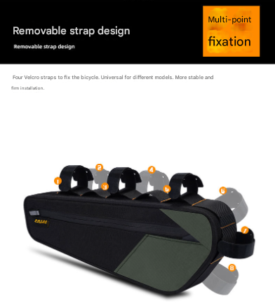 Black And Green Waterproof Bicycle Frame Bag 2.5L Slim Top Tube Storage Pouch For Cycling Essentials Bags & Panniers