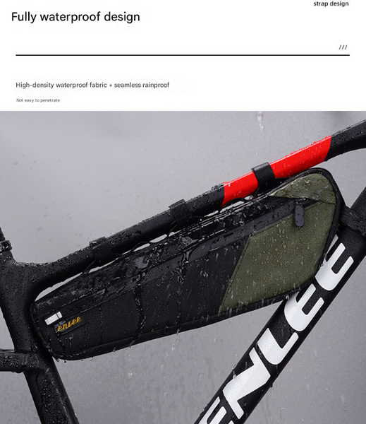 Black And Green Waterproof Bicycle Frame Bag 2.5L Slim Top Tube Storage Pouch For Cycling Essentials Bags & Panniers