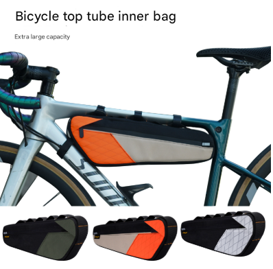 Black And White Waterproof Bicycle Frame Bag 2.5L Slim Top Tube Storage Pouch For Cycling Essentials Bags & Panniers