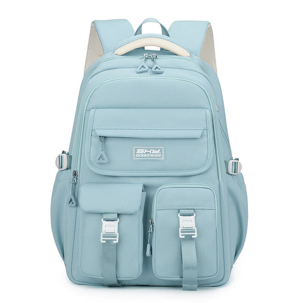 Light Blue Large Capacity Waterproof Student Backpack Fits 15 Inch Laptop Multi Pocket Travel Daypack Laptop Cases & Bags