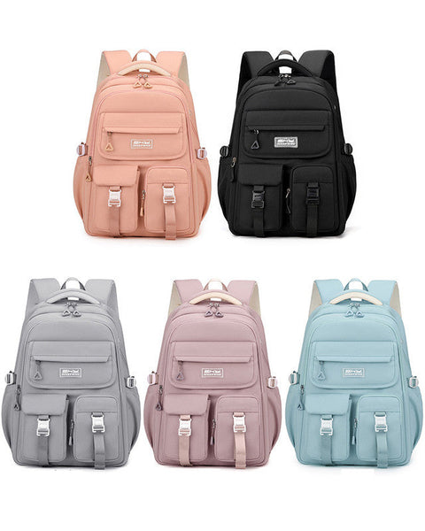 Grey Large Capacity Waterproof Student Backpack Fits 15 Inch Laptop Multi Pocket Travel Daypack Laptop Cases & Bags
