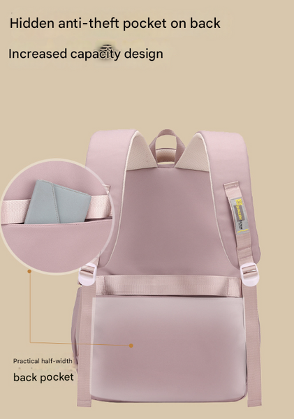 Pink Large Capacity Waterproof Student Backpack Fits 15 Inch Laptop Multi Pocket Travel Daypack Laptop Cases & Bags