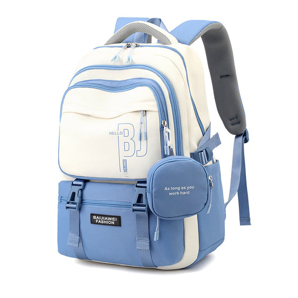Blue And White Large Capacity Student Backpack Durable Oxford Cloth School Bag With Laptop Compartment & Multiple Pockets Laptop Cases & Bags