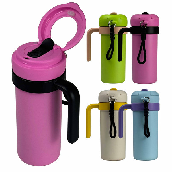 Blue And Purple 700Ml Insulated Stainless Steel Tumbler With Handle Dual Sip Lid Straw & Tea Infuser Vacuum Flasks & Mugs