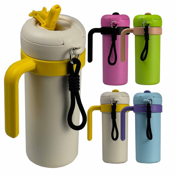 Green And Khaki 700Ml Insulated Stainless Steel Tumbler With Handle Dual Sip Lid Straw & Tea Infuser Vacuum Flasks & Mugs