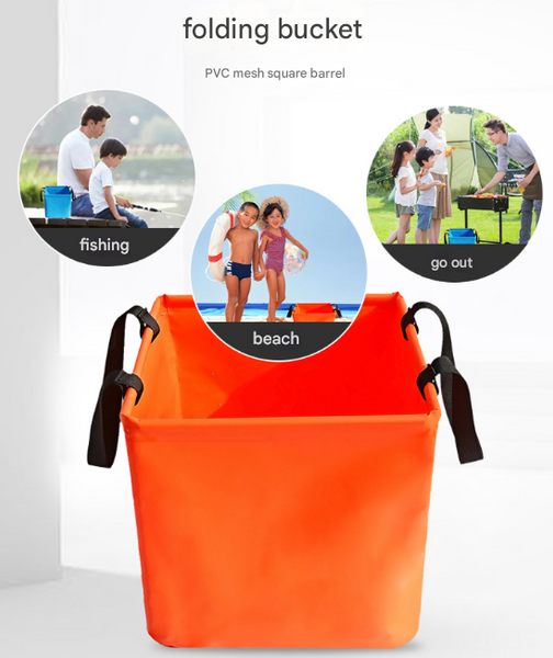 Yellow 25L Collapsible Bucket Heavy Duty Pvc Waterproof Folding Pail For Fishing Camping & Car Washing Other Camping Cooking Supplies