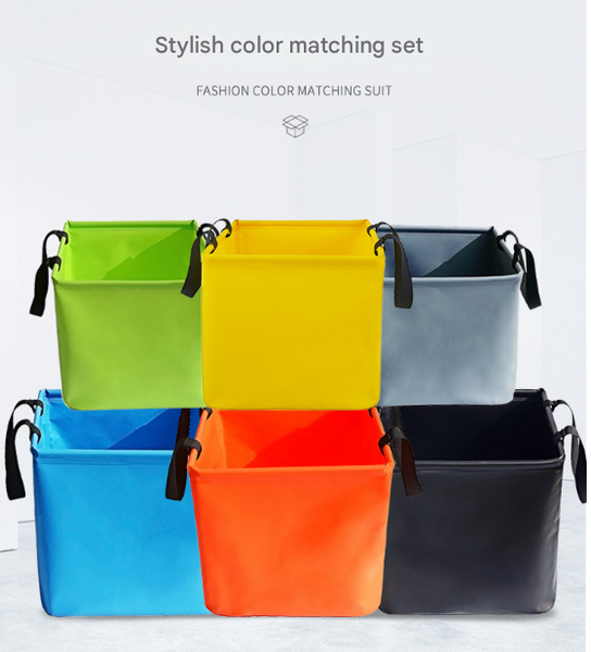 Blue 25L Collapsible Bucket Heavy Duty Pvc Waterproof Folding Pail For Fishing Camping & Car Washing Other Camping Cooking Supplies