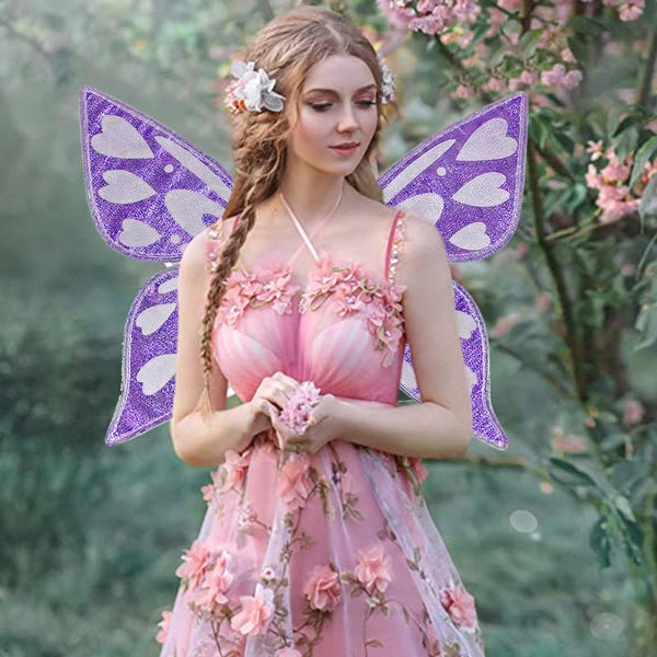 White Sparkling Fairy Lightweight Glitter Butterfly Costume Accessory For Kids & Adults Wings