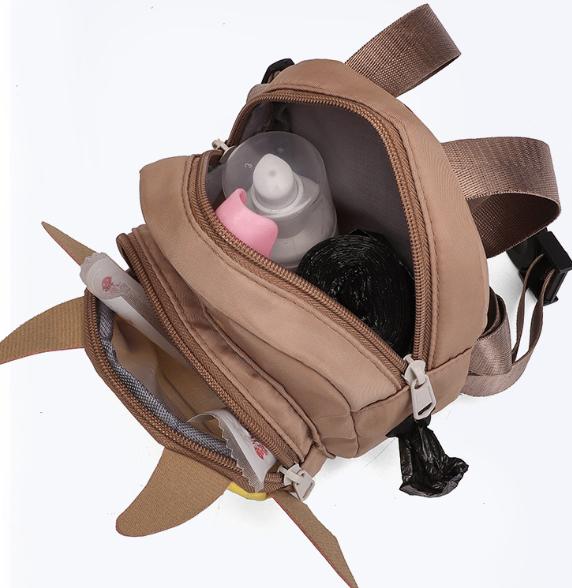 Brown Adorable Monster Pet Backpack Harness Small Dog & Cat Treat Pouch With Poop Bag Dispenser Dog Clothing & Shoes