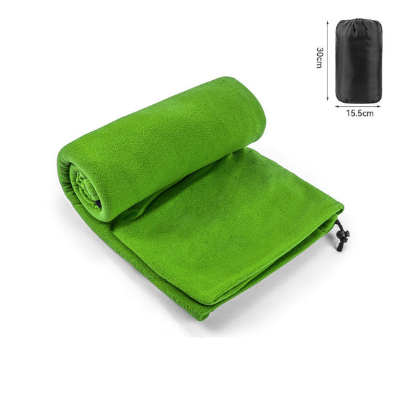Green Versatile Double Sided Fleece Bag Liner Lightweight & Portable Travel Blanket For Camping Outdoors Blankets