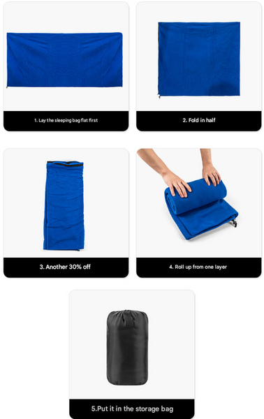 Blue Versatile Double Sided Fleece Bag Liner Lightweight & Portable Travel Blanket For Camping Outdoors Blankets