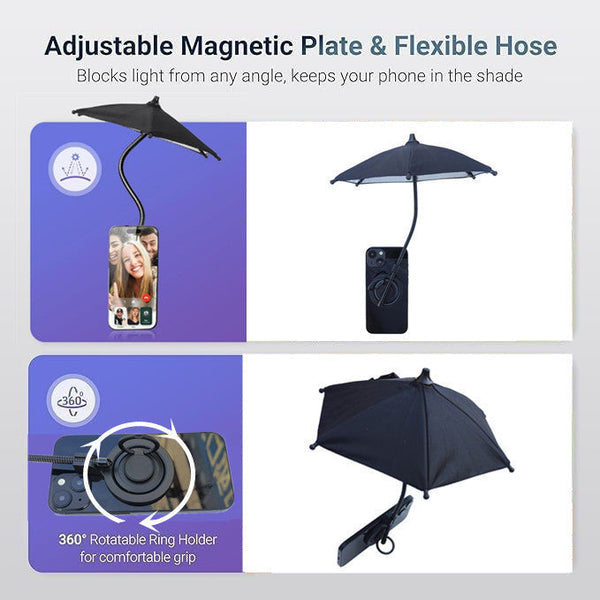 Blue Magnetic Phone Umbrella Sun Shade Clear Outdoor Screen Visor Anti Glare Mini Parasol For Iphone Other Mobile Accessories