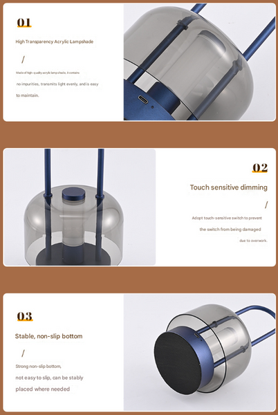 White Modern Portable Led Mushroom Table Lamp Rechargeable Touch Control Night Light With 3 Color Modes Stepless Dimming Lamps