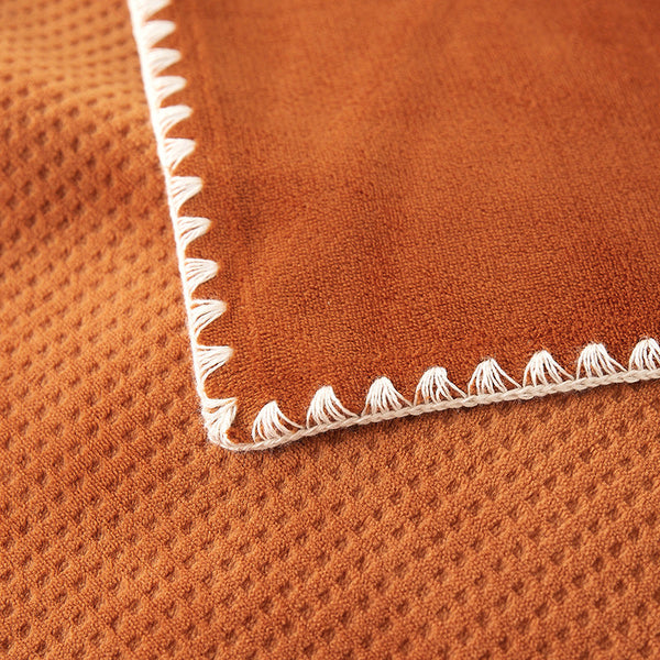 200*230Cm Orange Ultra Soft Dual Sided Waffle & Plush Fleece Blanket Large Cozy Throw For Bed Sofa Blankets