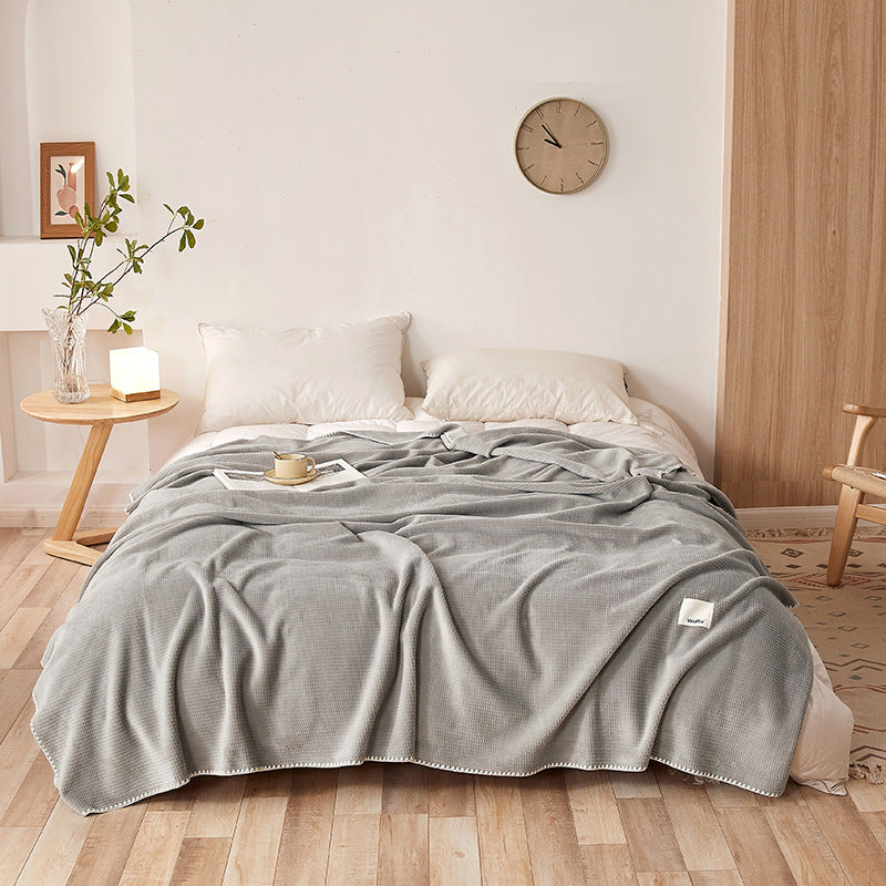 200*230Cm Grey Ultra Soft Dual Sided Waffle & Plush Fleece Blanket Large Cozy Throw For Bed Sofa Blankets