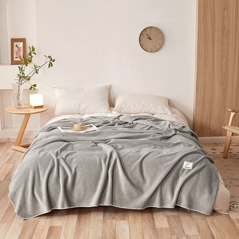 200*230Cm Grey Ultra Soft Dual Sided Waffle & Plush Fleece Blanket Large Cozy Throw For Bed Sofa Blankets