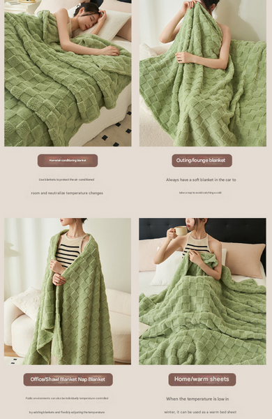 200*230Cm Light Green Ultra Soft Waffle Textured Plush Fleece Blanket Large Cozy All Season Throw For Bed & Sofa Blankets
